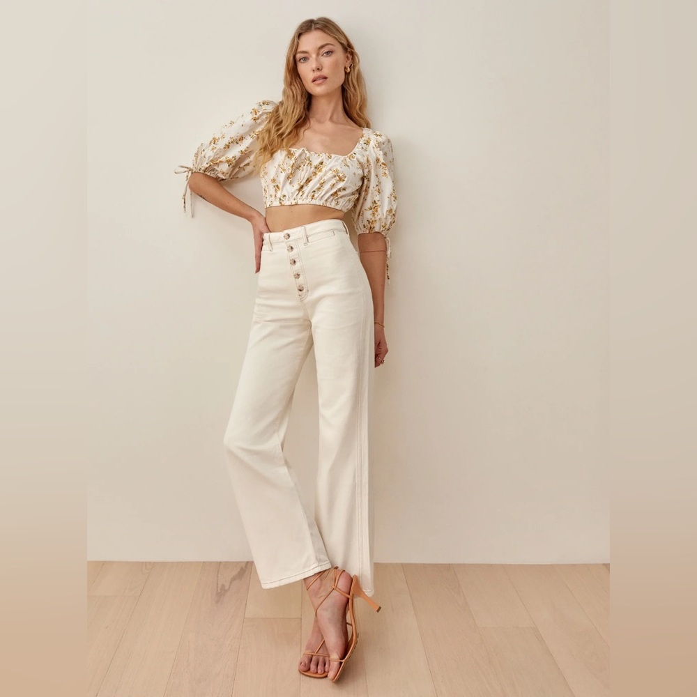 Reformation Lexi High Rise Wide Leg Jeans in Ivory